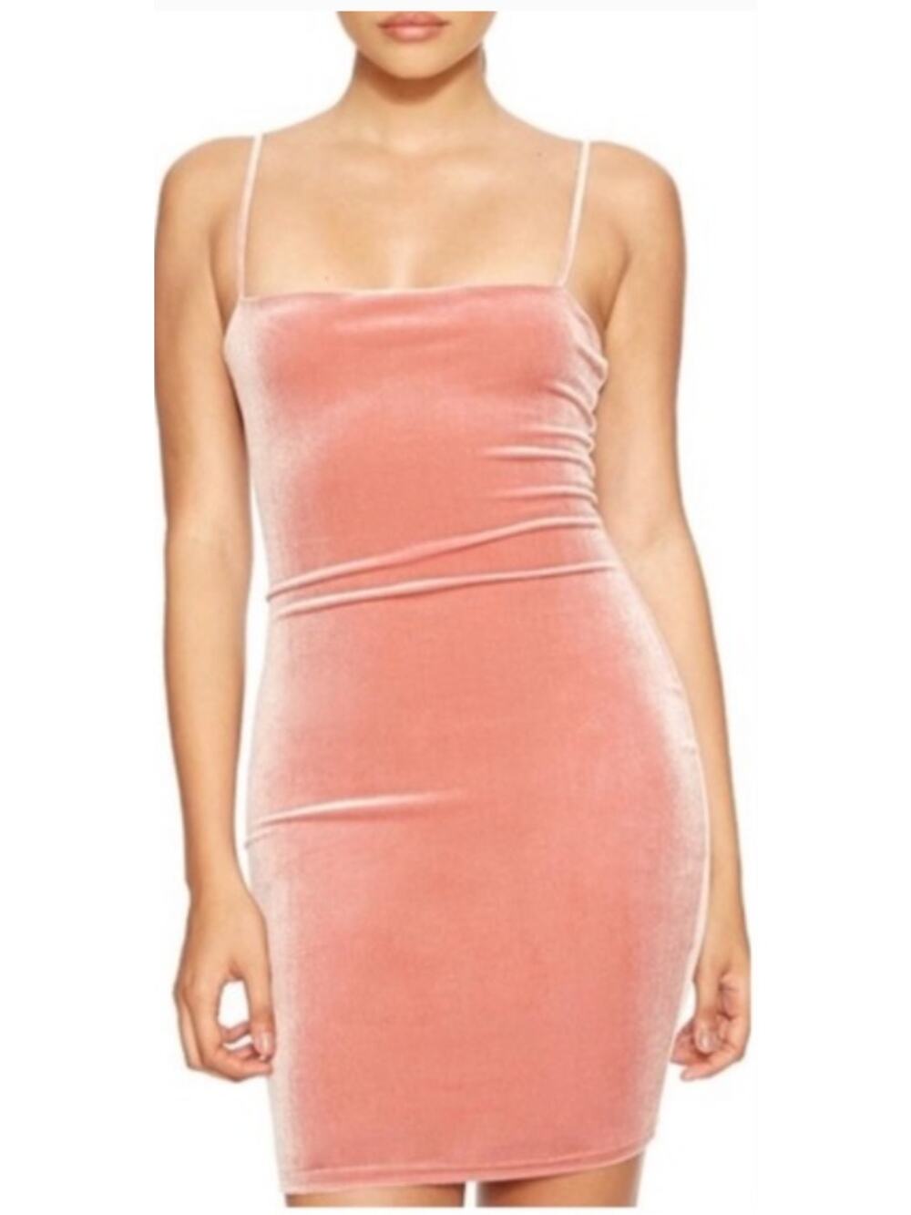 Naked Wardrobe Pink Velvet Bodycon Mini Dress